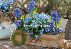 Klappkarte Korb mit Frhlingsblumen